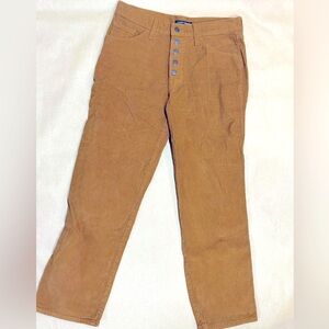 Lucky Brand Coffee/mustard corduroy pants, mid rise straight crop (sz 6/28)